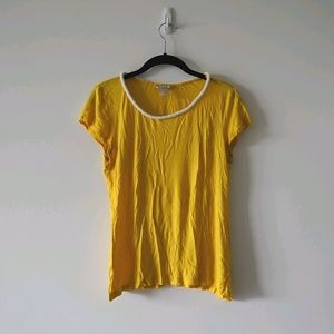 Banana Republic Yellow Shirt Beaded White Collar